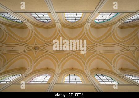 Détail du plafond à l'intérieur de l'église de l'Assomption de notre-Dame et de Saint Jean-Baptiste, Kutna Hora, République tchèque Banque D'Images