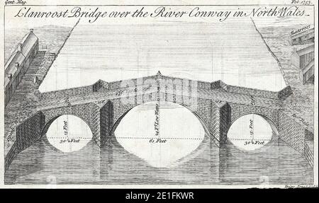 Pont de Llanroost au-dessus de la rivière Conway dans le nord du pays de Galles. Banque D'Images