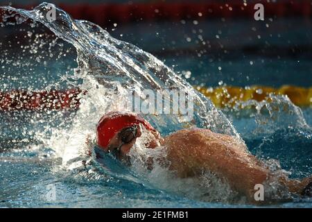 Sébastien Rouault remporte la finale libre de 1500 mètres lors des championnats de natation français, à Strasbourg, France, le 25 mars 2011. Photo de Nicolas Gouhier/ABACAPRESS.COM Banque D'Images