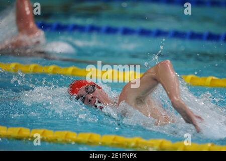 Sébastien Rouault remporte la finale freestyle de 1500 mètres lors des Championnats de natation français à Strasbourg, France, le 27 mars 2011. Photo de Nicolas Gouhier/ABACAPRESS.COM Banque D'Images