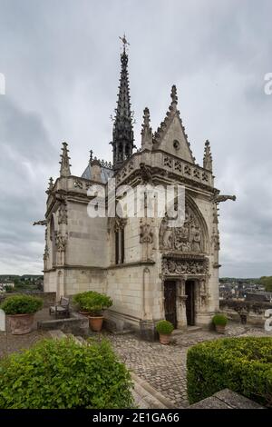 La chapelle Saint-Hubert au château d'Amboise, lieu de sépulture de Léonard de Vinci. Banque D'Images