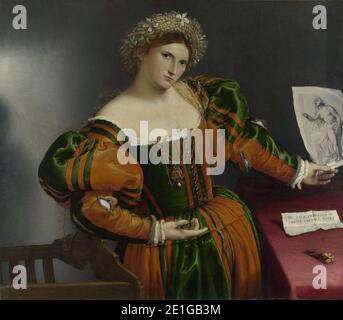 Lorenzo Lotto - Portrait d'une femme inspirée par Lucretia Banque D'Images