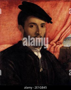 Lorenzo Lotto - Portrait d'un jeune homme Banque D'Images