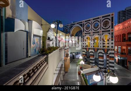 Centre commercial Horton Plaza, 324 Horton Plaza, San Diego, Californie, États-Unis. Terminé en 1985. Banque D'Images