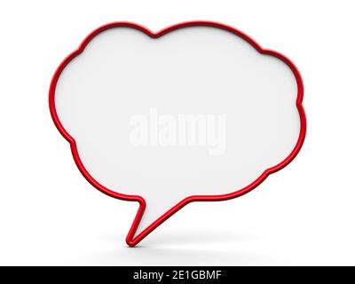 Bulle de parole blanche rouge sur fond blanc, rendu tridimensionnel, illustration 3D Banque D'Images