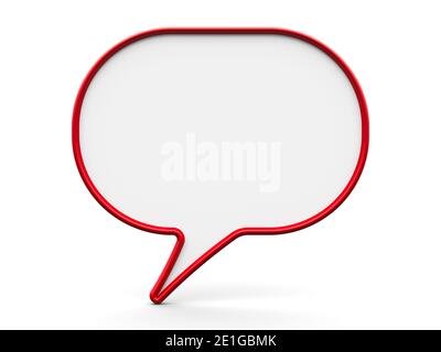 Bulle de parole blanche rouge sur fond blanc, rendu tridimensionnel, illustration 3D Banque D'Images