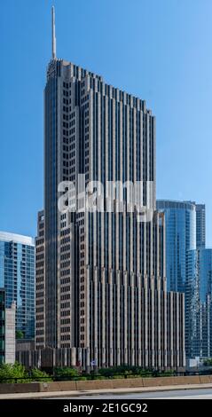 Vue extérieure de la NBC Tower, 454 North Columbus Drive, Chicago, Illinois, États-Unis. Banque D'Images