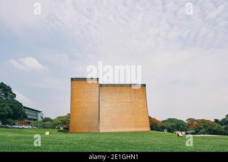 Vue extérieure de la chapelle Luce Memorial à Xitun, Taichung, Taïwan, sur le campus de l'Université Tunghai par l'architecte I. M. PEI. Banque D'Images