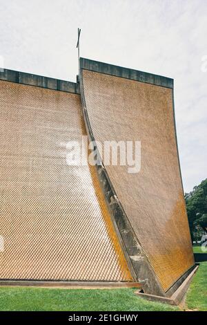 Vue extérieure de la chapelle Luce Memorial à Xitun, Taichung, Taïwan, sur le campus de l'Université Tunghai par l'architecte I. M. PEI. Banque D'Images