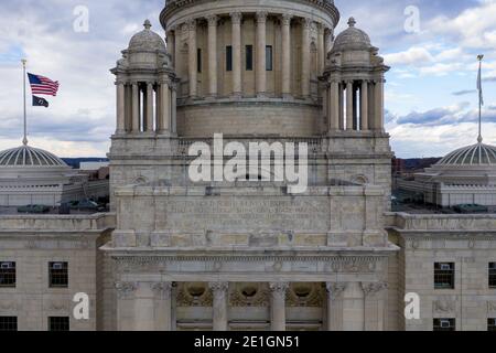 Le bâtiment du Capitole de l'État dans le centre-ville de Providence, Rhode Island. Banque D'Images
