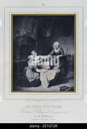 Louis désiré Blanquart-Evrard, Album photo de l'artiste et de l'amateur, planche 26, une scène d'intérieur. Banque D'Images