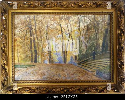 Louis Tauzin - Promenade dans le parc de Saint-Cloud en automne. Banque D'Images