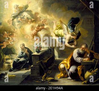 Luca Giordano - le rêve de saint Joseph Banque D'Images