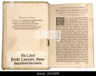 Lucanus, de bello civili Ed. Pulmann (Plantin 1592), p. 002-003. Banque D'Images