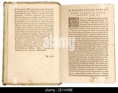 Lucanus, de bello civili Ed. Pulmann (Plantin 1592), p. 004-005. Banque D'Images