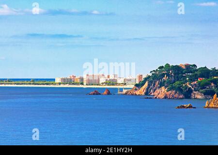 Plage de Blanes, Costa Brava, Catalogne, Espagne Banque D'Images