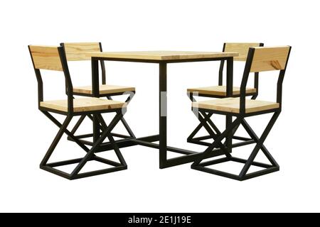 Table et chaises extérieures isolées sur fond blanc Banque D'Images