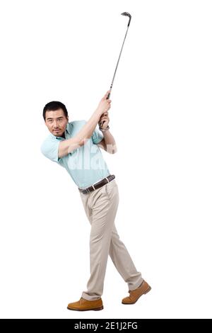 Jeune homme portant un costume et golf photo de haute qualité Banque D'Images