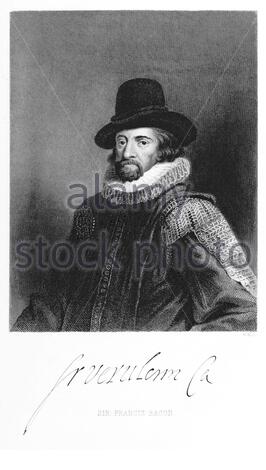 Le portrait de Sir Francis Bacon, 1561 – 1626, était un philosophe et parlementaire anglais qui a servi comme Lord Chancellor of England, illustration ancienne de 1863 Banque D'Images