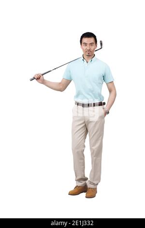 Jeune homme portant un costume et golf photo de haute qualité Banque D'Images