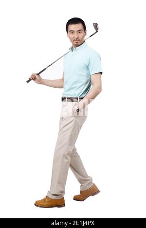 Jeune homme portant un costume et golf photo de haute qualité Banque D'Images