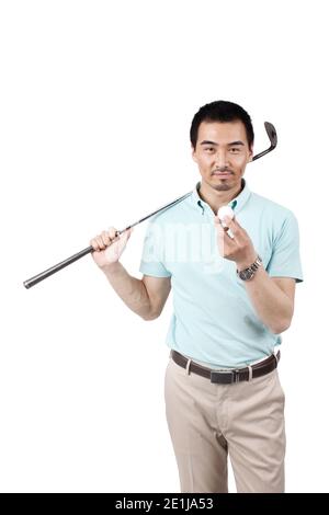 Jeune homme portant un costume et golf photo de haute qualité Banque D'Images