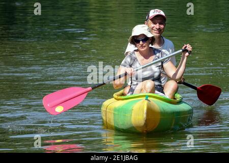Couple canoë-kayak Banque D'Images