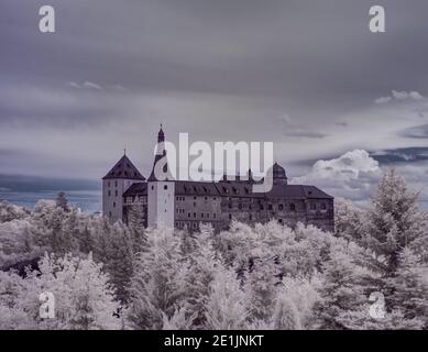 photographie infrarouge - photo infrarouge du paysage avec arbre sous ciel avec des nuages - l'art de notre monde et plantes dans le spectre de la caméra infrarouge Banque D'Images