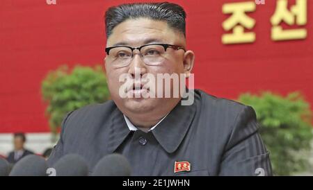 KIM JONG-un dirigeant nord-coréen en janvier 2021. Photo : KCNA Banque D'Images