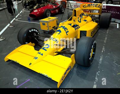 Satoru Nakajima, Lotus 101 Formula One car, exposé au salon de l'auto classique de Londres 2015 Banque D'Images