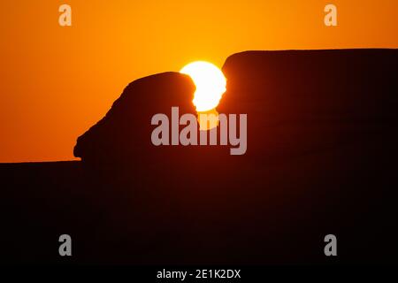 Buraydah, Arabie Saoudite. 07 janvier 2021. Coucher de soleil paysage pendant la 5ème étape du Dakar 2021 entre Riyad et Buraydah, en Arabie Saoudite le 7 janvier 2021 - photo Florent Gooden/DPPI/LM crédit: Gruppo Editoriale LiveMedia/Alay Live News Banque D'Images