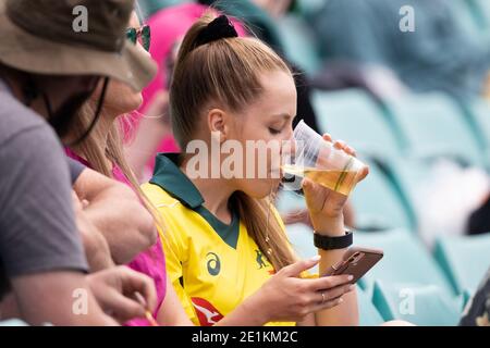 Sydney, Australie. 08 janvier 2021. Un fan lors du 3e match international d'essais entre l'Australie et l'Inde au Sydney Cricket Ground, Sydney, Australie, le 8 janvier 2021. Photo de Peter Dovgan. Utilisation éditoriale uniquement, licence requise pour une utilisation commerciale. Aucune utilisation dans les Paris, les jeux ou les publications d'un seul club/ligue/joueur. Crédit : UK Sports pics Ltd/Alay Live News Banque D'Images