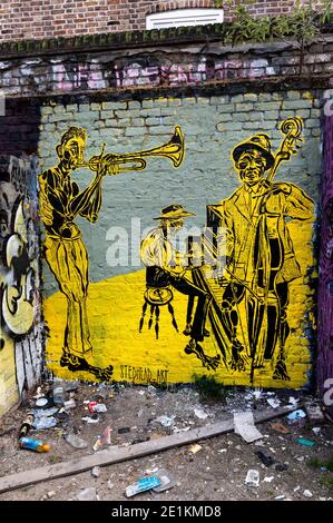 Londres, Angleterre : 24 mai 2017. Street art work par Stedhead dans Star Yard à la sortie de Brick Lane, Shoreditch, Londres, Royaume-Uni. Alamy stock image/Jayne Russell Banque D'Images