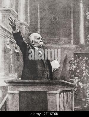 Georges Clemenceau, de la tribune de la Chambre des députés, proclame la défaite de l'Allemagne et à la victoire des alliés Clemenceau (1841 - 1929) Banque D'Images