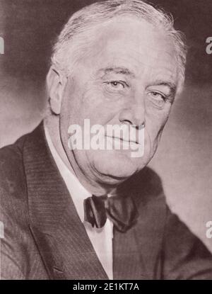 Portrait de Franklin Delano Roosevelt (1882 - 1945) était un homme d'État américain et leader politique qui a été le 32e président des Stat Banque D'Images