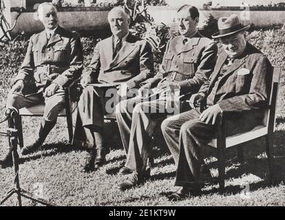 La conférence de Casablanca (14 janvier 1943, Maroc). Réunion pour examiner la situation et élaborer le plan d'opérations futures, le président Roosevelt Banque D'Images