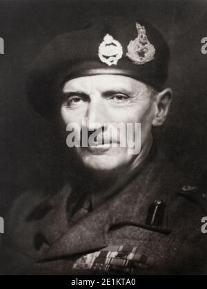 Portrait du maréchal sir Bernard L. Montgomery. Commandant de la forces Arty sur le continent. Maréchal Bernard Law Montgomery, 1er vicomte Banque D'Images