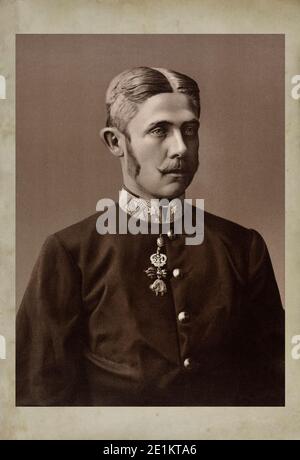 L'archiduc François-Ferdinand d'Autriche (1863 - 1914) en uniforme comme majeure en régiment d'infanterie. La lithographie. Vienne Banque D'Images