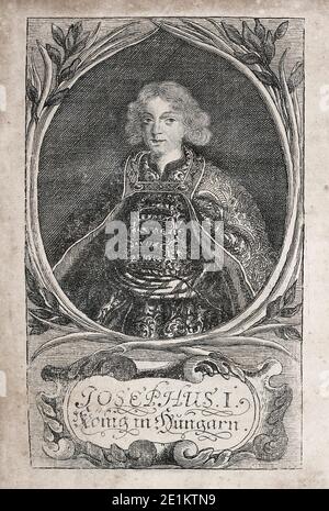 Portrait de Joseph I (1678 - 1711). Saint Empereur romain à partir de 1705 jusqu'à sa mort en 1711. Joseph fut couronné roi de Hongrie à l'âge de neuf en 168 Banque D'Images