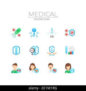 icônes de couleur sur le thème de la santé médicale et du corps Banque D'Images