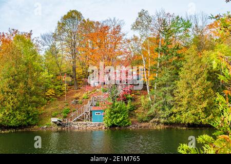 Three Brothers Falls conservation Area Kinmount Ontario Canada en automne Banque D'Images