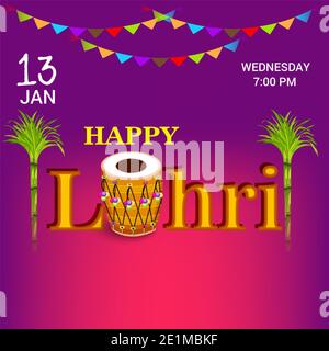 Vector illustration d'un arrière-plan pour professionnels Lohri maison de modèle pour Punjabi Festival. Banque D'Images