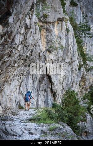 Etsaut (sud-ouest de la France): Sentier appelé 'chemin de la mature', incorporé dans le sentier de longue distance GR 10, dans la vallée de l'Aspe Banque D'Images