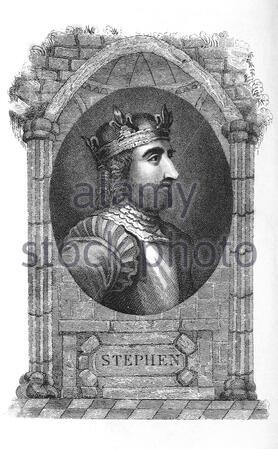 Le portrait du roi Stephen, de 1092/6 à 1154, fut roi d'Angleterre de 1135 à sa mort, illustration ancienne de 1822 Banque D'Images