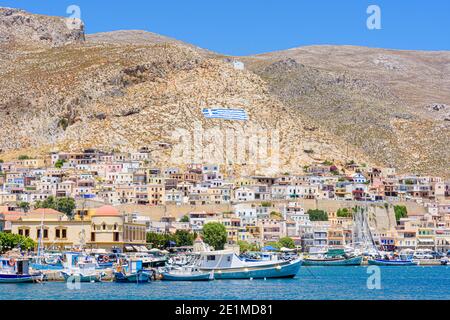 Ville de Pothia sur l'île de Kalymnos Dodécanèse, Grèce Banque D'Images