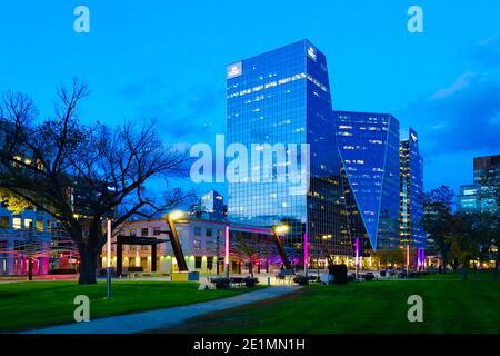 La Regina, Canada centre-ville au crépuscule Banque D'Images