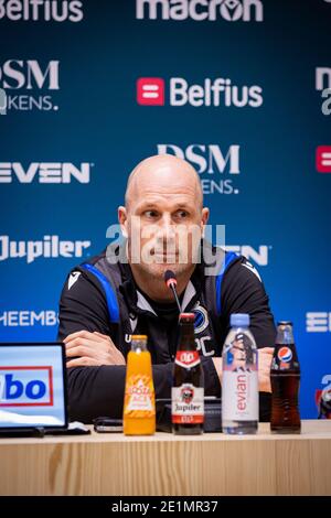 Philippe Clement, entraîneur en chef du Club Brugge, photographié pendant une presse conférence de l'équipe de Jupiler Pro League Club Brugge avant le jeu des avancés Banque D'Images