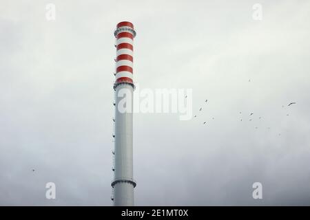 Cheminée de l'usine de chauffage à Zagreb Banque D'Images