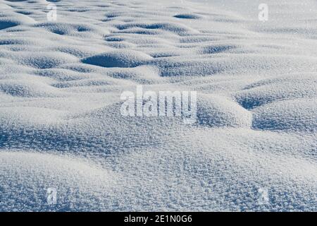 Douce neige douce et douce par temps froid. Paysage d'hiver avec champ couvert de neige Banque D'Images