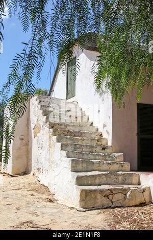 Ancienne ferme hollandaise du Cap avec un escalier extérieur Banque D'Images